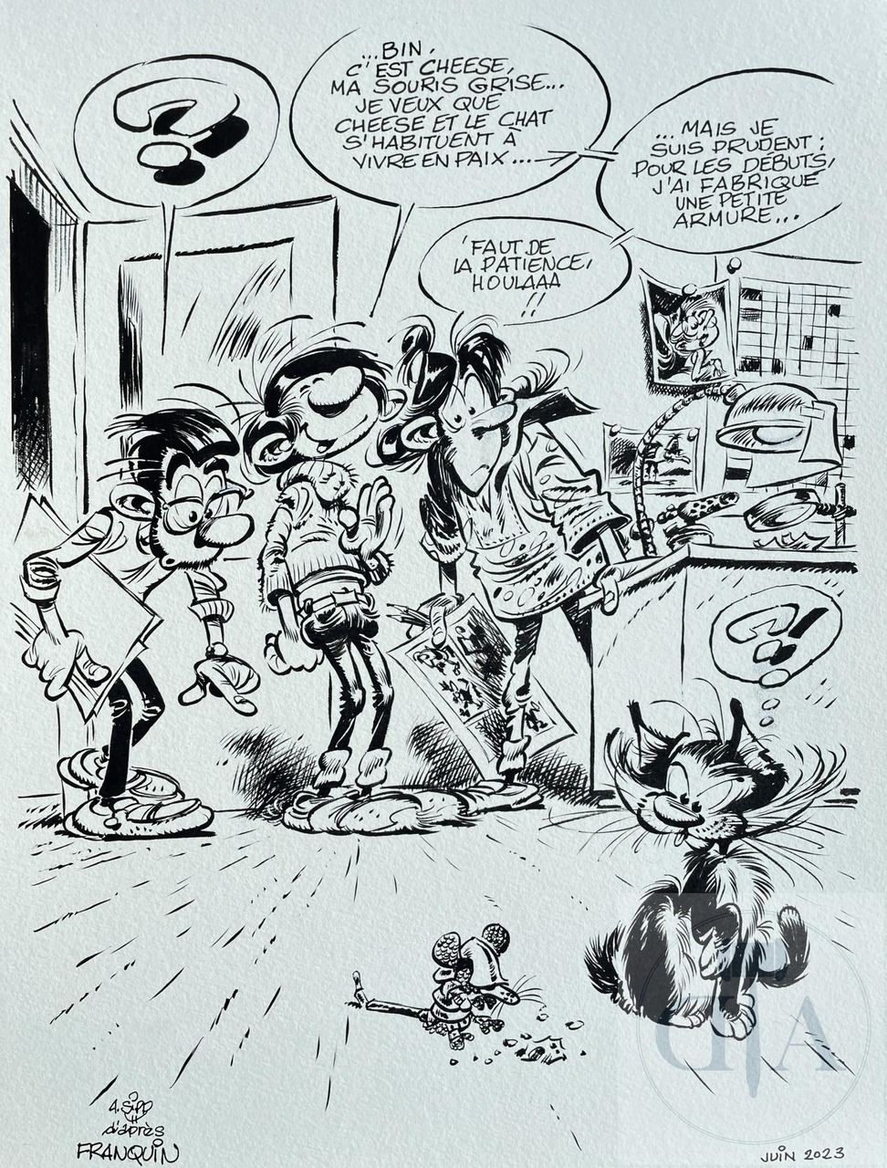 Lot N Andr Sipp Gaston Lagaffe Dessin Original Cheese