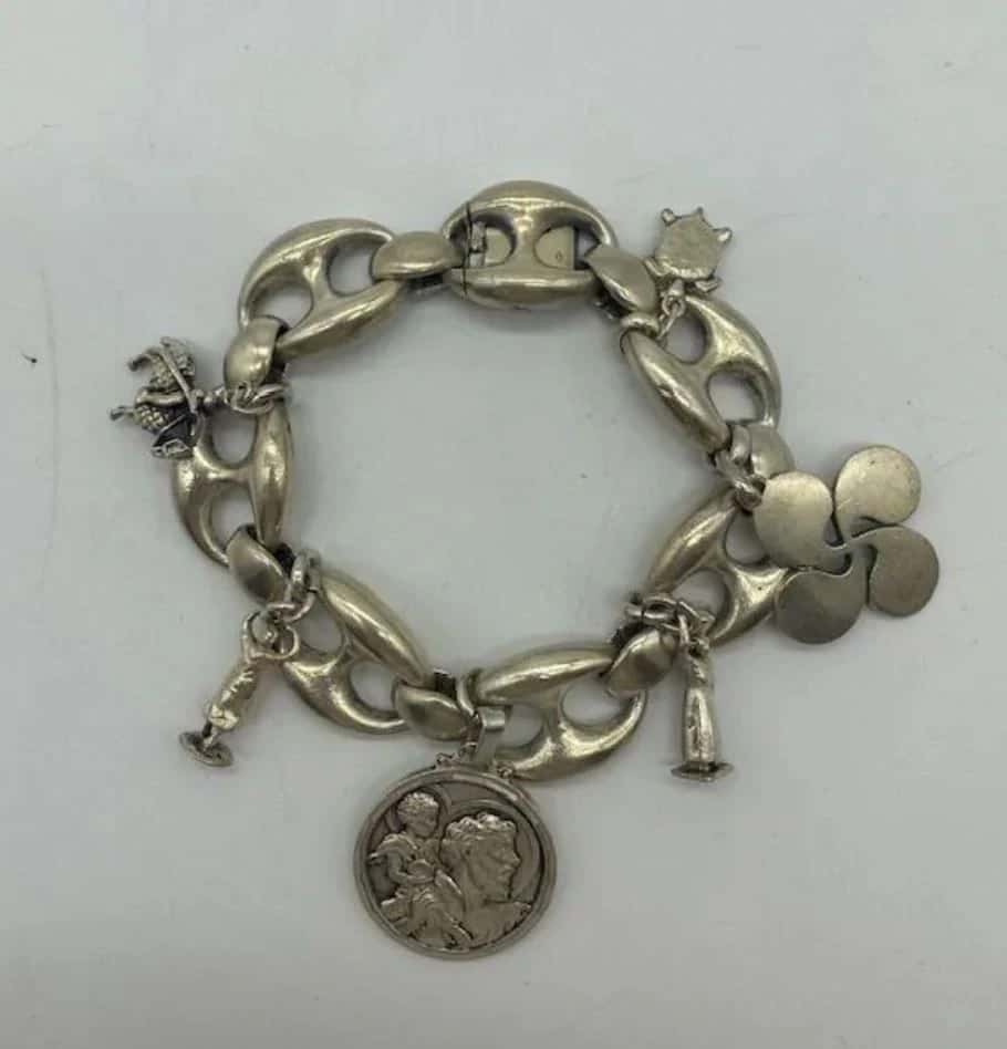 Bracelet en argent, maillons grain de café