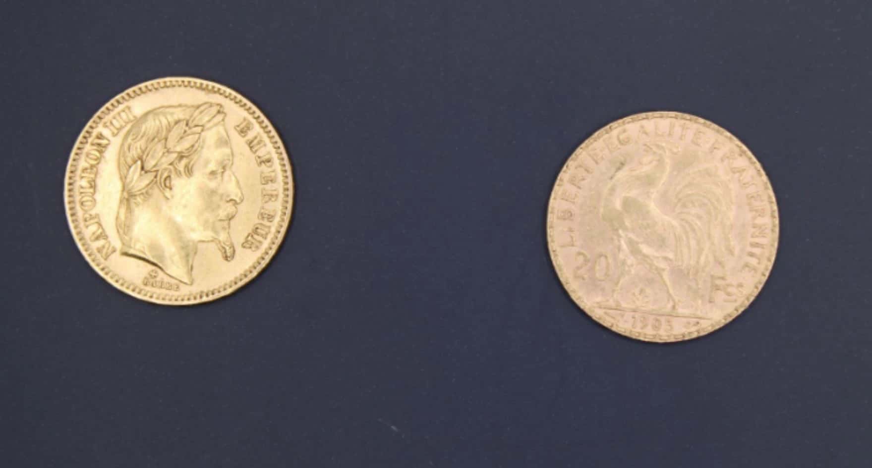 Deux pièces Louis d'or 20 Fr en or