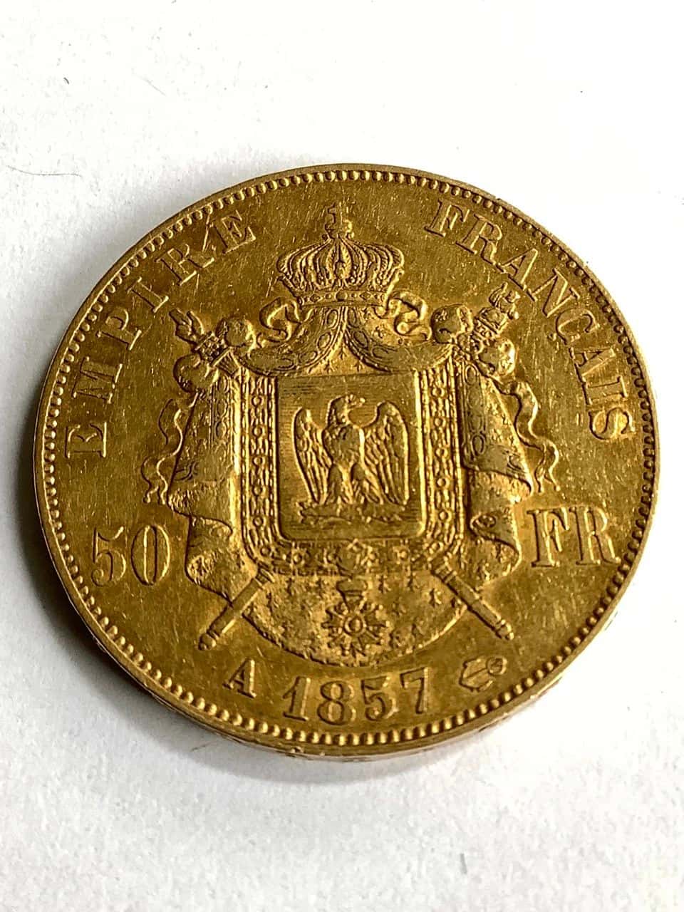 50 Francs Or Napoléon III, de 16,12 gr, année 1857