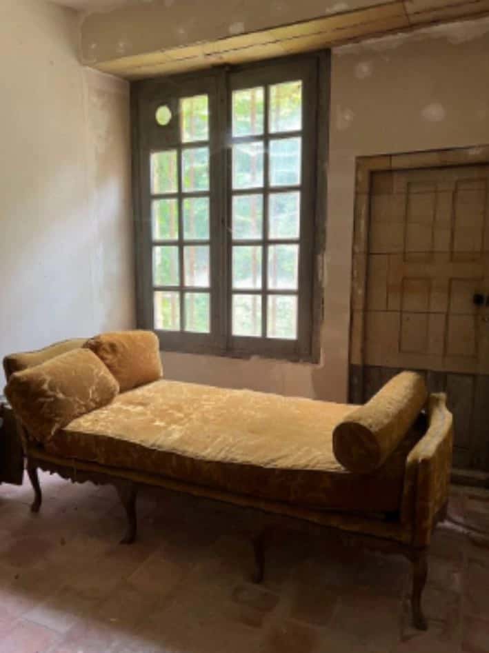 Méridienne en bois de H : 80,  L : 202 P : 93 d'époque Louis XV