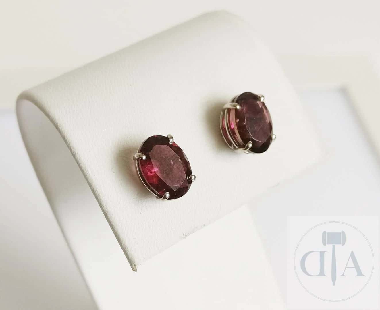 3.41ct Rubellite Earrings - Material: 18 kt. Whit… — photo 1