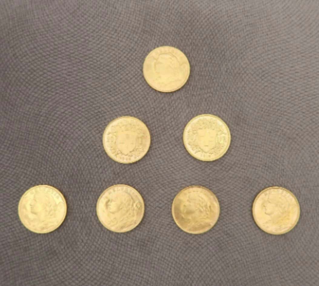 Sept pièces de 20 francs en or, Suisse