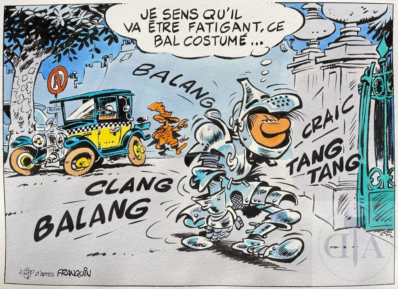 André Sipp/Gaston. Dessin original illustrant Gast…, André Sipp · Encre de Chine · 2023